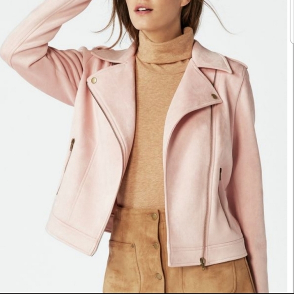 Justfab Casual Mellow Rose Faux Suede Moto Jacket - Picture 1 of 8